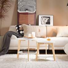 SoBuy FBT75-W, Set Of 2 Side Tables With Storage, Living Room Tables End Tables Coffee Tables Nesting Tables - White - View 4