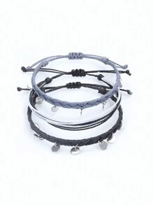 Set de 3 piezas de pulsera impermeable y tobillera en estilo bohemio con lentejuelas de colores, se puede usar como pulsera o cadena de pie en la playa