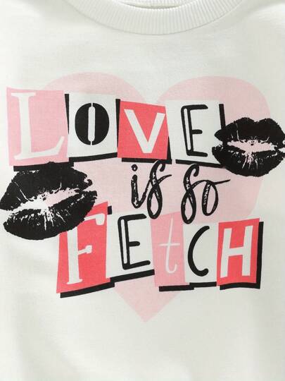 Toddler Baby Girls Sweatshirt Valentine's Day Casual Letter Print Long Sleeve Pullover T-Shirt