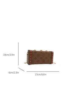 New Fashionable Niche Chain Shoulder Bag, Classic Print, Shoulder Crossbody Bag, High-End Versatile Retro Floral Small Square Bag, Phone & Coin Pouch, Valentine's Day Gift