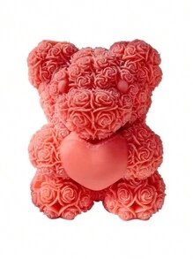 Stampo in silicone per candele a forma di cuore, rosa, orsacchiotto