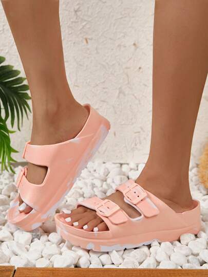 Novos chinelos de sola grossa para mulheres, uso ao ar livre, tira dupla, inodoro, confortável, macio, leve, antiderrapante, absorvente de choque, sandálias femininas