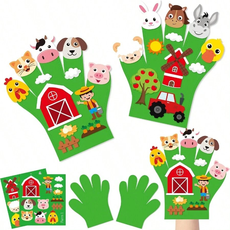 Animals Felt Story Finger Puppets - DTY Animal Storytelling Hand Puppet Felt Education Gift Farm Insect Zoo Animal Story Time Early Learning Role Play For - Nhiều màu - Xem 1