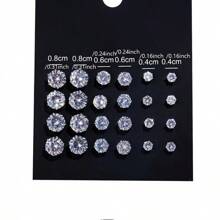 12 Pairs Stainless Steel Stud Earrings, Simple And Elegant Zirconia Earrings Set, Versatile For Party And Daily Wear