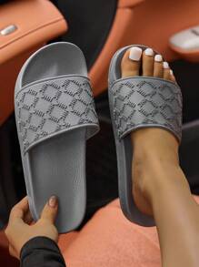 Dép nhựa đế cao su đàn hồi thời trang mới dành cho nữ, mềm mại thoải mái, nhẹ, bền, đi lại dễ dàng, chống sốc, đi trong nhà - Xám - Xem 4