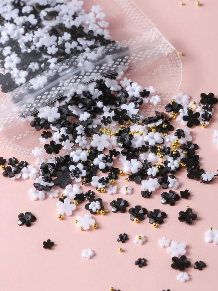 458 Stück/Beutel geruchslos 3D Kirschblüten weiß, rosa, schwarz Sonnenblume gemischte Größen Harz Strass Nageldekoration DIY Mehrfarbige Mischung, einfach, süß, geruchlos, mehrere Größen Mini-Fünfblüten-Blumen, mehrere Stile Serie rosa, weiß, schwarz Blumen Nagel Schmuck Stahlperle Nagel Zubehör Nägel Nagel Dekoration Nagel Edelsteine - Verschiedenfarbig - Übersicht 12