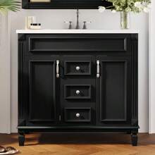 36'' Bathroom Vanity With Top Sink, Modern Bathroom Storage Cabinet With 2 Soft Closing Doors And 2 Drawers, Single Sink Bathroom Vanity