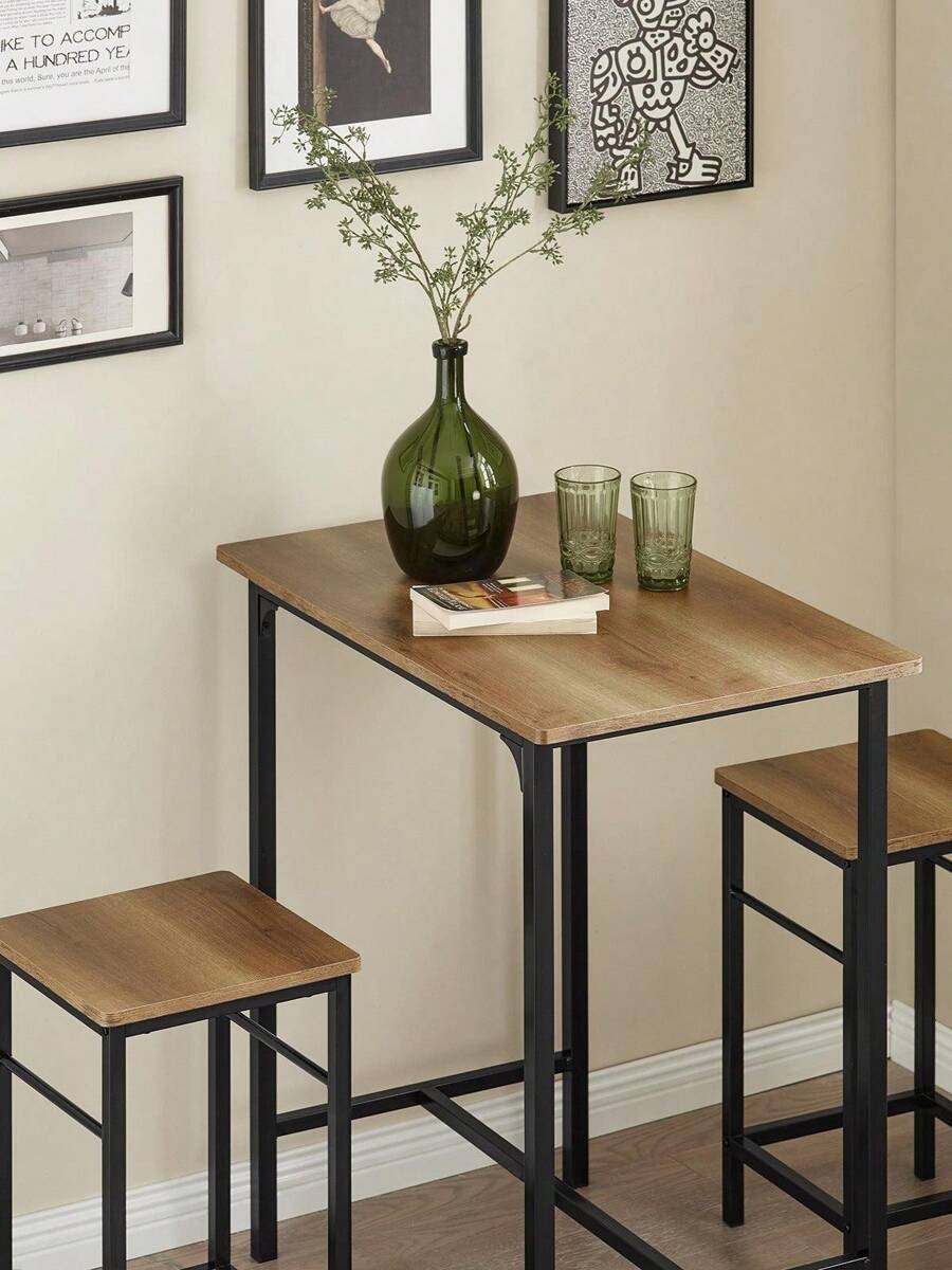 SoBuy OGT10-PF, Bar Set-1 Bar Table And 2 Stools, Home Kitchen Breakfast Bar Set Furniture Dining Set - Brown - View 1