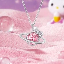 Sanrio 1 szt. Sanrio Hello Kitty Naszyjnik, Różowy Planet Kitty Naszyjnik Dla Kobiet, Minimalistyczny Naszyjnik Choker, Odpowiedni Na Walentynki, Imprezę, Prezent Dla Dziewczyny/Najlepszej Przyjaciółki, Jakościowy Naszyjnik