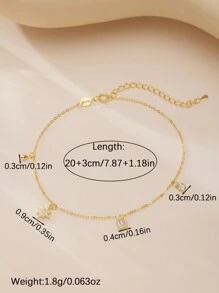 SYMFNY 1 件 925 银优雅方晶锆石八角星吊坠脚链，适合女性日常和度假佩戴，女士珠宝礼物 - 款式2 - 查看 4