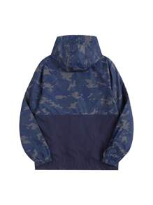 男式连帽风衣夹克，外套 - 藍色 - 查看 2