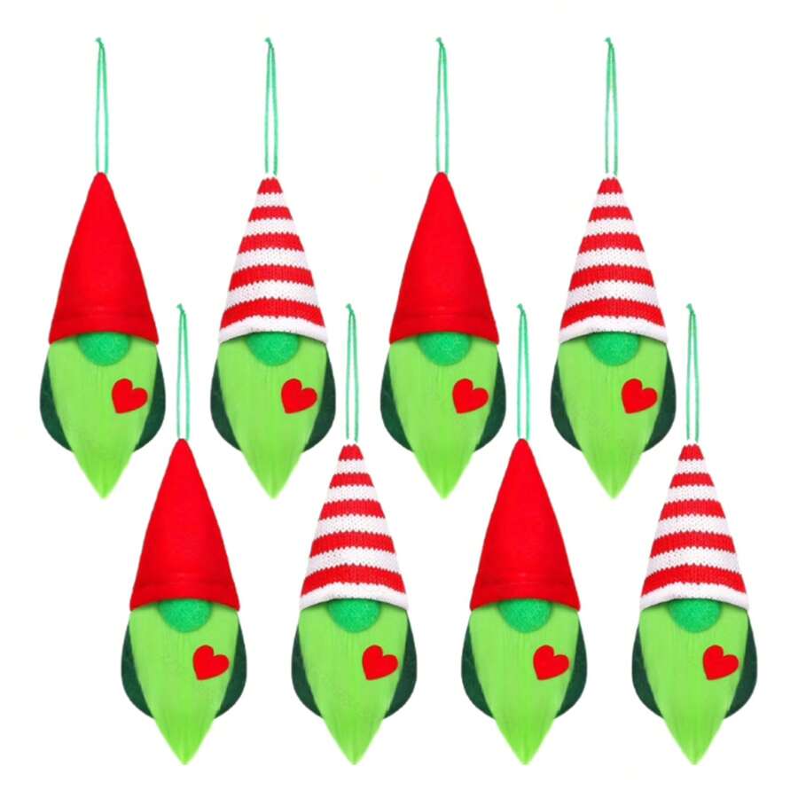 Christmas Faceless Doll Doll Decoration-8pcs-Green-15*7.6CM