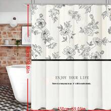 French Floral Classic Shower Curtain With Lead Line And Hooks, Water-Resistant Polyester Bath Divider, Machine Washable, Non-Woven Fabric Arts Theme Decor, Bathroom Accessory, All-Season Curtain