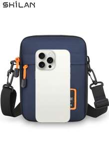 SHILAN 男士时尚斜挎包，休闲风格，大容量，尼龙材质，可调节肩带，可水洗，适合旅行和商务通勤 - 彩色 - 查看 7