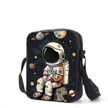 Three Pieces Astronaut Pattern Student Backpack, Lightweight Outdoor Leisure Backpack For Boys, Three Pieces Combination Of School Bag, Crossbody Bag, And Pencil