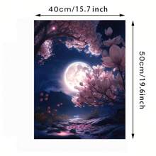 DIY Acrylfarben nach Digital-Ölgemälde Set für Erwachsene - rahmenloses 16 "X 20" (Zoll) Mondblumen Design, faltenfreie aufrollbare Farbdruckgalerie-Leinwand, Pinsel, fertig zum Malen, perfekt für Anfänger, ideal für Wohndekoration und einzigartige Geschenke - Verschiedenfarbig - Übersicht 2