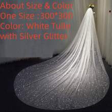 1 Piece Women 1 Tier Cathedral Length Glitter Tulle Wedding Bridal Veil For Wedding Party White With Metal Comb Fall Clothes For Women