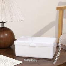 1pc Clear Flip-Top Storage Box For Office Supplies - Durable Plastic Organizer Back To School