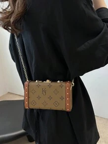 New Fashionable Niche Chain Shoulder Bag, Classic Print, Shoulder Crossbody Bag, High-End Versatile Retro Floral Small Square Bag, Phone & Coin Pouch, Valentine's Day Gift
