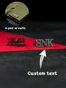 1 Pair Of Personalized Letter Cufflinks - Custom Cufflinks - Groom Wedding Cufflinks - Groomsman Gift - Initial Cufflinks, Stainless Steel, Full Of Luxury, Perfect Gift For Men - Multicolor - View 1