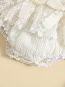 Pelele de encaje para bebé niña, ropa bohemia, conjunto de fotografía para recién nacidos, mono de encaje - Blanco - Ver 7