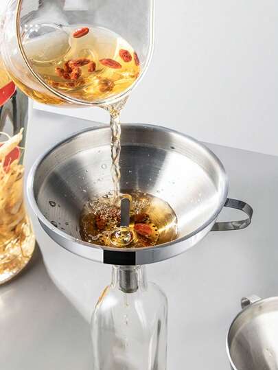 1 pièce d'entonnoir en acier inoxydable avec filtre, entonnoir de cuisine minimaliste pour la maison, les outils de cuisine, les ustensiles de cuisine, les accessoires de cuisine