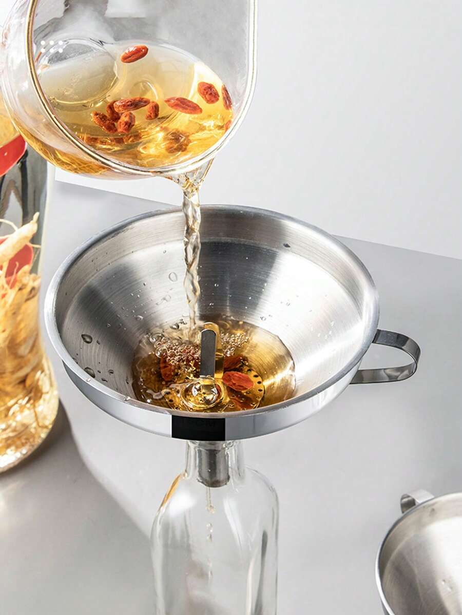 1 件带过滤器的不锈钢漏斗，简约家用厨房漏斗，厨房工具，厨房用具，厨房配件