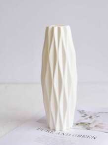 1 vaso de flores de plástico moderno, vaso branco inquebrável para capim-dos-pampas, decoração minimalista nórdica para casa, decoração estética para sala de estar, escritório, decoração de quarto, decoração de mesa central, perfeito para decoração de outono, decoração de Halloween, Ação de Graças e Natal. - Branco - Ver 11