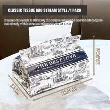 Retro Tissue Box, Ink Leather, Light Luxury, High-End Sense Of Home Living Room, Car Non-Slip Toilet Paper Box, Napkin Storage Box, Living Room Car Ornaments, Dining Table Decoration, Portable Button Opening, No Paper Jam