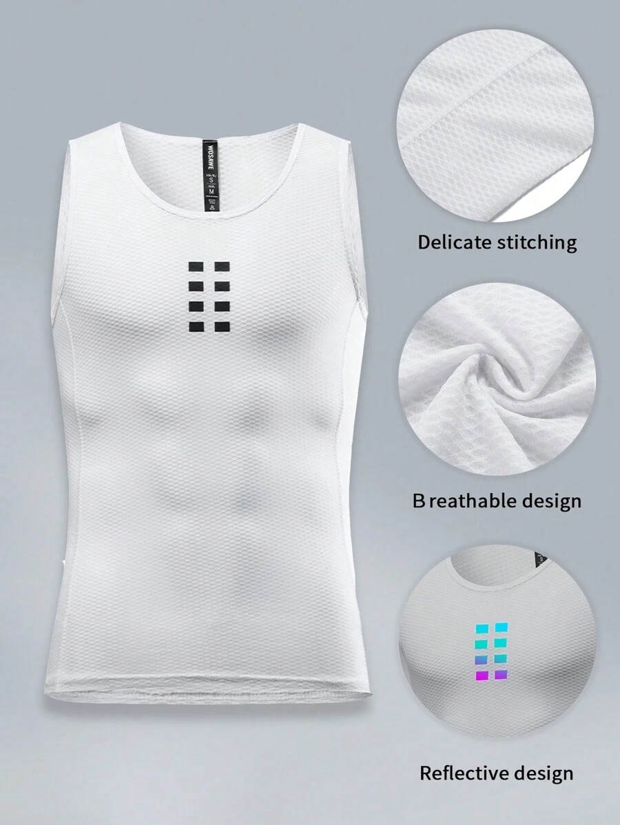 WOSAWE Cycling Base Layer Vest, High Stretch Quick Dry Breathable Bike Undershirt - White - View 1