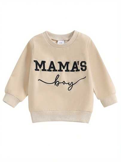 Toddler Baby Boy Sweatshirt Letter Embroidery Crew Neck Long Sleeve Pullover Infant Fall Top