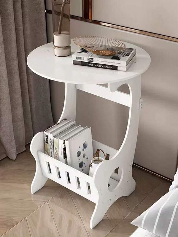 1pc Boho Style Balcony Square Side Table, Bedroom Nightstand, Small Round Coffee Table For Living Room