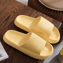 [Recommend Buying One Size Up] New Fashion Versatile EVA Slippers, Simple Striped Indoor/Outdoor Bathroom Slides, Soft Non-Slip Thick Sole, Lightweight & Comfortable, Luxurious "Comfortable" Couple Slippers, Design