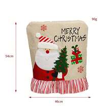 Christmas Chair Cover, Classic Santa Claus Snowman Burlap Dining Chair Slipcovers