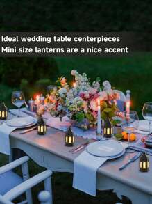 4 Stück/1 Stück - Mini Laternen mit LED Teewachs, Ramadan Laternen, vintage braune Laternen Dekorationen, hängende Kerzen Laternen für Halloween Dekorationen, Weihnachten, Hochzeitstisch Mittelstücke, Diwali Dekorationen (Schwarz)