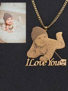 这款个性化照片订婚项链可添加文字，采用可定制照片雕刻、18K金人像吊坠，并可定制家人/宠物照片。是完美的礼物之选，配有精美礼盒，适合日常佩戴和情人节。 - 金色 - 查看 2
