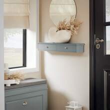 SoBuy FRG43-HG Wall Cabinet Bathroom Cabinet Hanging Shelf Wall Shelf Wall Wardrobe With 2 Drawers Hanging Cabinet Light Grey WDH Approx. 64x10x15cm - Grey - View 10