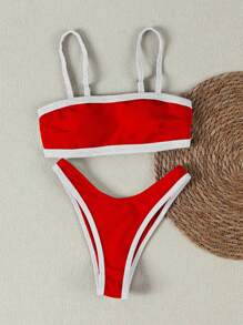Sexy Contrast Trim Women Bikini Set, American Style Summer Spring 2026 Beach Holiday Outfits,Birthday Outfits For Women,Gym Wear Women,Dress Women - 彩色 - 查看 2