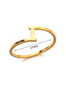 1Pc Personalized Initial Ring For Women Minimalist 26 Letters Ring 18K Gold-Plated Stainless Steel Finger Ring Ladies Jewelry Fashion Accessories - Yellow Gold - View 16