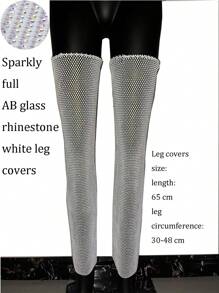 Sexy Fishnet Leg Sleeves Com Strass - Acessório Glam para Boate