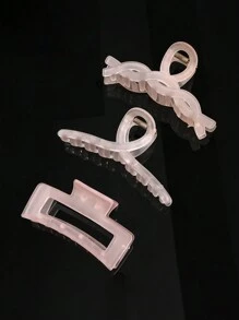 Juego de 3 pinzas de pelo cuadradas con textura mate y acabado esculpido en colores de gelificación, accesorios de pelo versátiles adecuados para recogidos diarios, diseños variados, elegantes de alta gama, con un toque fresco y minimalista, estilo Ins