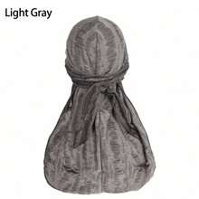 Awegeo 男士仿旧街头海盗风格 Durag 头巾 - 透气休闲街头风格头巾，配有双长尾带，适合运动时尚海盗帽海盗服装 - A - 查看 9