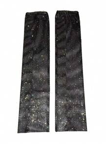 Sexy Fishnet Leg Sleeves Com Strass - Acessório Glam para Boate
