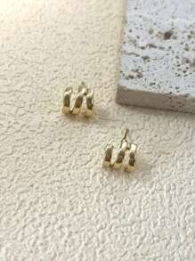 1 Đôi Hoa tai hình học thời trang đơn giản, đa năng và thanh lịch - Vàng - Xem 3