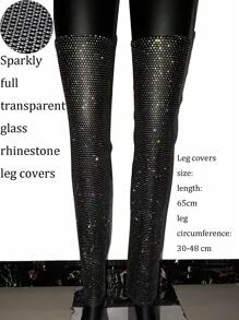 Sexy Fishnet Leg Sleeves Com Strass - Acessório Glam para Boate