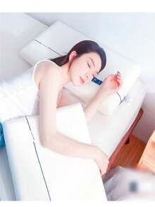 1pc Gel Memory Foam Pillow, Suitable For Stomach And Back Sleepers - Thin, Flat Design For Neck Alignment And Deep Sleep - White - View 3