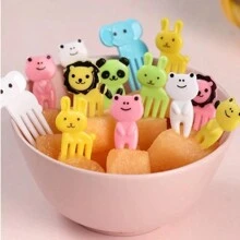 KIT 10 Pieces Mini Fork For Children's Snack Cartoon Fruit Cake Dessert