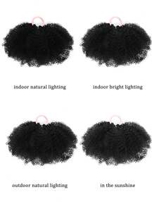 2 piezas Pelo sintético rizado crespo afro mini de 3 pulgadas de color negro para niñas, pelotas de coleta afelpadas, accesorios para el cabello livianos y cómodos - Multicolor - Ver 8