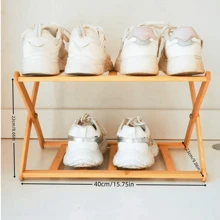 Nordic Style Bamboo Shoe Rack & Plant Stand, 2/3/4-Tier X-Shaped Frame Design,Ideal For Balcony/Living Room/Dorm/Entryway | Moisture-Resistant Home Storage Shelf | Space-Saving Corner Shelf,Space-Saving Multi-Functional