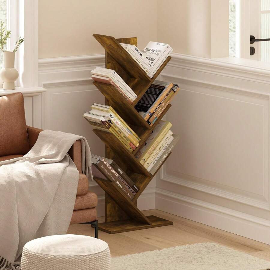Rome Age Bookshelf 7-Tier Floor Standing Tree Bookcase | SHEIN USA